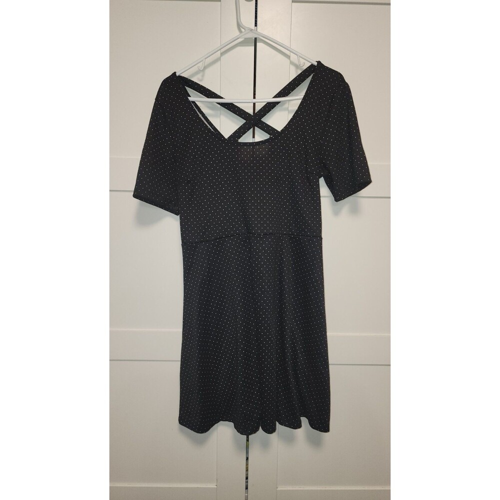 H&M Womens Black White Polka Dot Short Sleeve Skater Dress Size Large